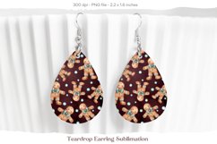 Christmas Teardrop Earring Gingerbread Sublimation Earring
