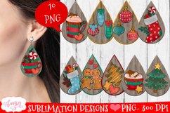 Christmas Teardrop earring sublimation Bundle 10 designs PNG Product Image 1