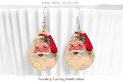 Christmas Teardrop Earrings  Vintage Santa Sublimation Png 