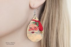 Christmas Teardrop Earrings  Vintage Santa Sublimation Png 