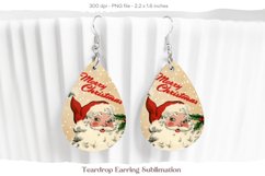 Christmas Teardrop Earrings  Vintage Santa Sublimation Png 