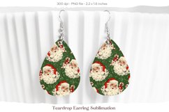 Christmas Teardrop Earrings Vintage Santa Sublimation Png