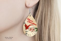 Christmas Teardrop Earrings  Vintage Santa Sublimation Png 