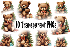 Christmas Teddy Bear Clipart | Vintage Watercolor Bears Product Image 9