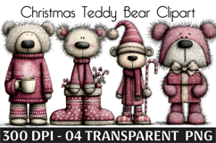 Christmas Teddy Bear Clipart Sublimation Product Image 1