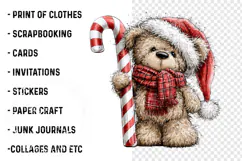 Christmas Teddy Bear Clipart PNG | Cute Whimsical Santa Product Image 2