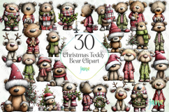 Christmas Teddy Bear Clipart Product Image 1