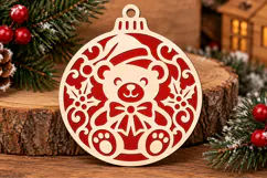 Christmas Teddy Bear Ornament Laser Cut SVG Product Image 2
