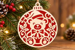 Christmas Teddy Bear Ornament Laser Cut SVG Product Image 3