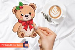 Christmas Teddy Bear Sticker, Festive Teddy Bear Decal Product Image 1