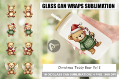 Christmas Teddy Bear Glass Can Product Image 1