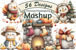 Christmas Turkey PNG, Rustic Holiday Clipart Product Image 1