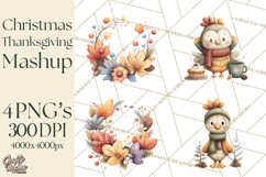Christmas Turkey PNG, Rustic Holiday Clipart Product Image 1