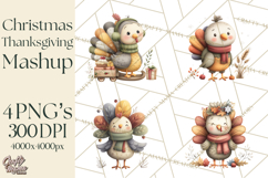 Christmas Turkey PNG, Rustic Holiday Clipart Product Image 1