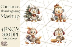 Christmas Turkey PNG, Rustic Holiday Clipart Product Image 1