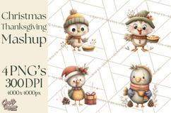 Christmas Turkey PNG, Rustic Holiday Clipart Product Image 1