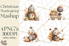 Christmas Turkey PNG, Rustic Holiday Clipart Product Image 1