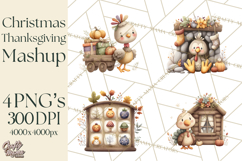 Christmas Turkey PNG, Rustic Holiday Clipart Product Image 1