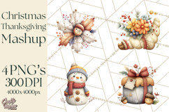 Christmas Turkey PNG, Rustic Holiday Clipart Product Image 1