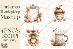 Christmas Turkey PNG, Rustic Holiday Clipart Product Image 1