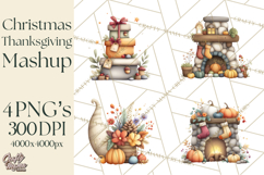 Christmas Turkey PNG, Rustic Holiday Clipart Product Image 1