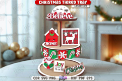 Christmas Tiered Tray Laser Cut|Festive Tiered Tray|Xmas SVG Product Image 1
