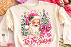 Christmas Tis The Season Png, Pink Christmas Tree Coquette Product Image 1