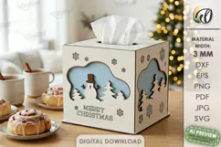Christmas Tissue Box Cover Laser Cut. Holiday Napkin Box SVG Product Image 1