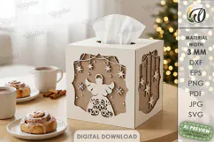 Christmas Tissue Box Cover Laser Cut. Holiday Napkin Box SVG Product Image 1