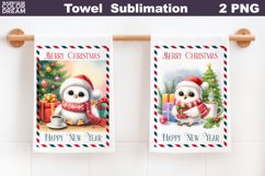 Christmas Owl Kitchen Towel | Merry Christmas Towel Product Image 1