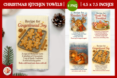 Christmas Kitchen Towel,Reindeer,Fox, Pancakes &amp; Gingerbread Product Image 1