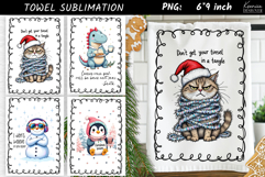 Christmas Towel Sublimation|Funny Holiday Quotes|Santa|Cat Product Image 1
