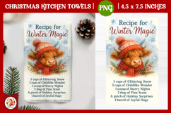 Christmas Kitchen Towel, Cute Highland Cow,Christmas Recipe Product Image 1