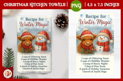 Christmas Kitchen Towel, Cute Highland Cow,Christmas Recipe Product Image 1