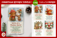 Christmas Kitchen Towel, Cute Farm Animals,Christmas Recipe Product Image 1
