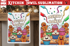 Christmas kitchen towel sublimation | Holiday baking print Product Image 1