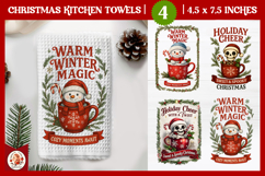 Christmas Kitchen Towel, Cute Snowman in Mug Product Image 1