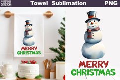 Snowman Kitchen Towel | Merry Christmas Tea Towel Product Image 1