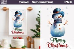 Snowman Kitchen Towel | Merry Christmas Tea Towel Product Image 1