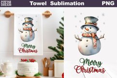 Snowman Kitchen Towel | Merry Christmas Tea Towel Product Image 1