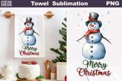 Snowman Kitchen Towel | Merry Christmas Tea Towel Product Image 1