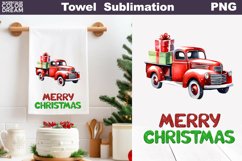 Farm Truck Kitchen Towel | Merry Christmas Tea Towel Product Image 1
