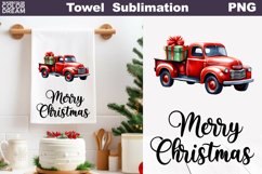 Farm Truck Kitchen Towel | Merry Christmas Tea Towel Product Image 1