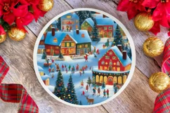 Christmas Town Round Ornament PNG Product Image 1