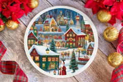 Christmas Town with Santa Ornament PNG Product Image 1