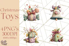 Christmas Toys Clipart PNG, Festive Mini Holiday Decorations Product Image 1