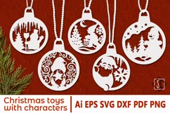 Christmas toys with characters. SVG for cutting Product Image 1
