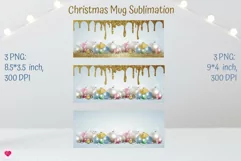 Christmas toys with gold glitter mug sublimation