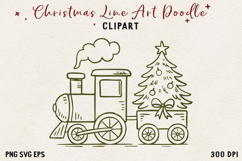 Vintage Hand-Drawn Christmas Illustration| Line Art Clipart Product Image 1
