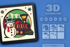 Christmas Train and the Snowman Layered Papercut Product Image 2